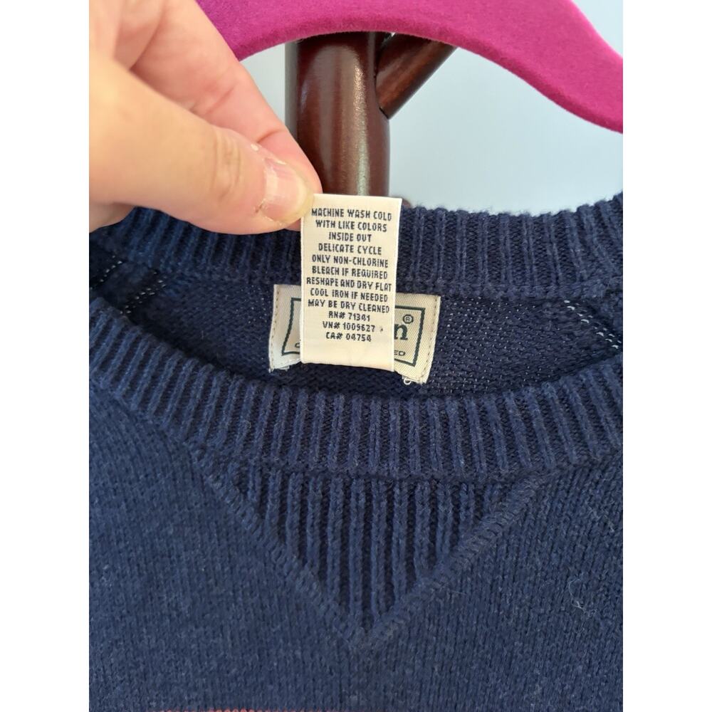 Ll Bean Cotton Blend Navy Striped Sweater - Picture 3 of 4